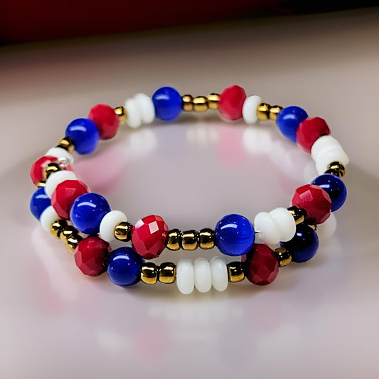Red, White, & Blue Beaded bracelet